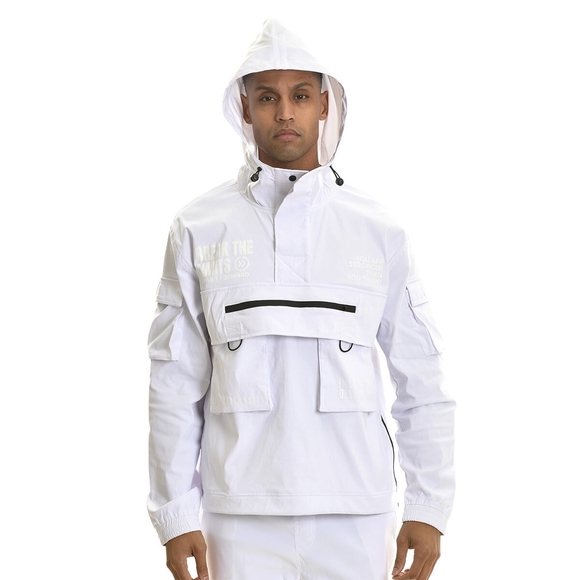Switch White Hooded Jacket with Black Button Details - Picture 4 of 7